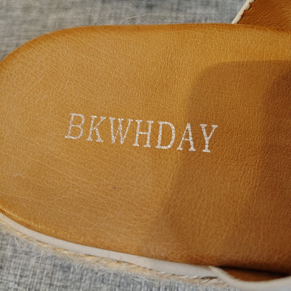 BKWHDAY White Adjustable Strap Wedge Sandals – Women’s 7.5 (Runs Big) - Picture 3 of 6